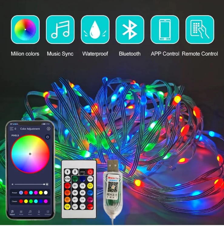 Waterproof Outdoor/Indoor Decorative Led String Lights - RGB 10M