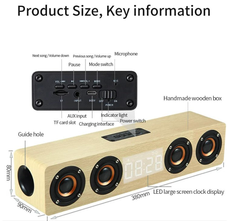 Portable Home Theater Bluetooth Speaker for TV speaker AUX USB - Brown