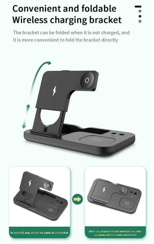 15W Fast Charge 4 In 1 QI Wireless Charger Dock Station - White