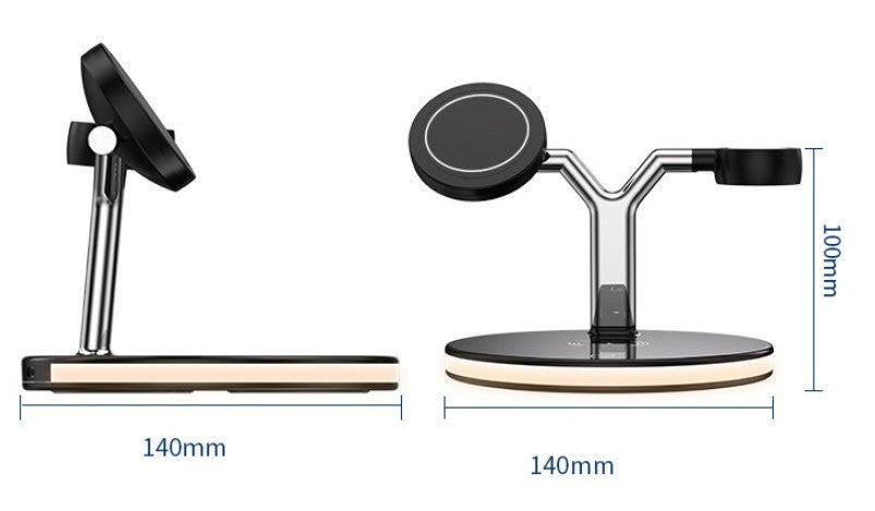 Magsafe desktop magnetic mobile phone holder charger three-in-one wireless charging watch headset - Black