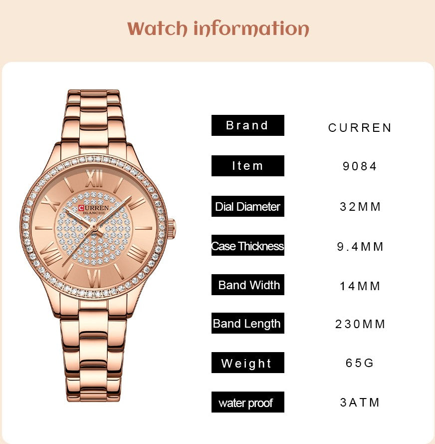 CURREN Ladies Steel Watch - Gold White